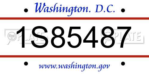 1S85487 District Of Columbia License Plate