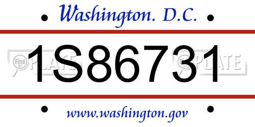 1S86731 District Of Columbia License Plate