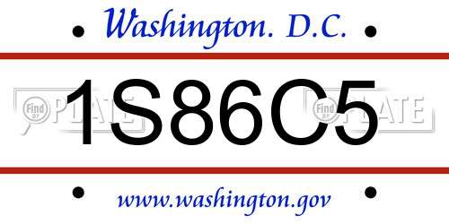 1S86C5 District Of Columbia License Plate
