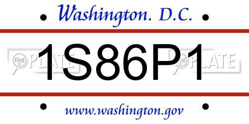 1S86P1 District Of Columbia License Plate