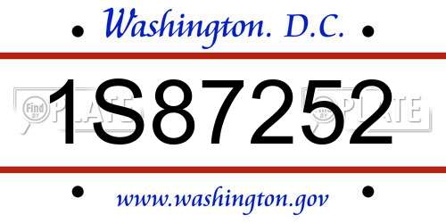 1S87252 District Of Columbia License Plate