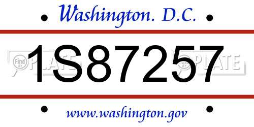 1S87257 District Of Columbia License Plate