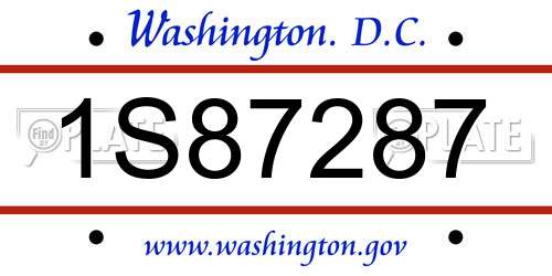 1S87287 District Of Columbia License Plate