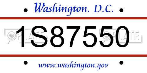 1S87550 District Of Columbia License Plate