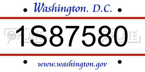 1S87580 District Of Columbia License Plate