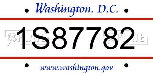 1S87782 District Of Columbia License Plate