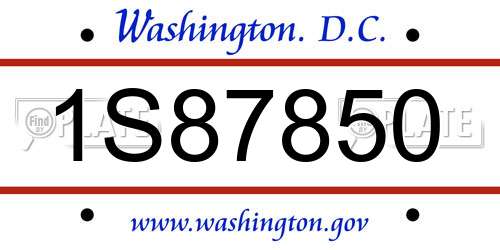 1S87850 District Of Columbia License Plate