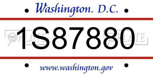 1S87880 District Of Columbia License Plate