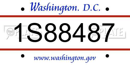 1S88487 District Of Columbia License Plate