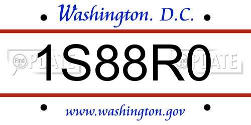 1S88R0 District Of Columbia License Plate