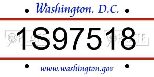 1S97518 District Of Columbia License Plate