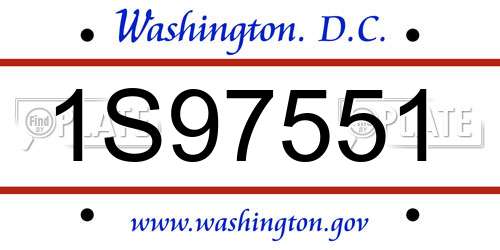 1S97551 District Of Columbia License Plate
