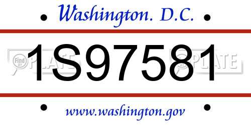1S97581 District Of Columbia License Plate