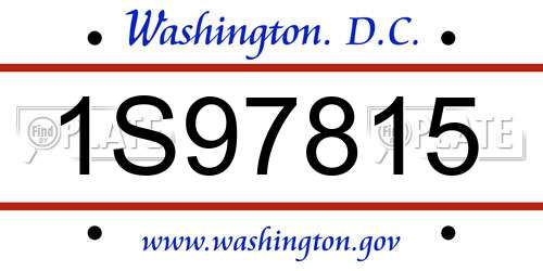 1S97815 District Of Columbia License Plate