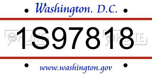 1S97818 District Of Columbia License Plate