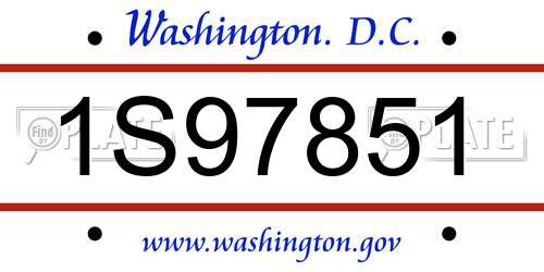 1S97851 District Of Columbia License Plate
