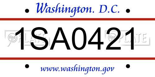 1SA0421 District Of Columbia License Plate