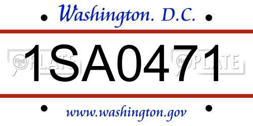 1SA0471 District Of Columbia License Plate