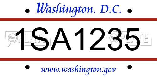 1SA1235 District Of Columbia License Plate