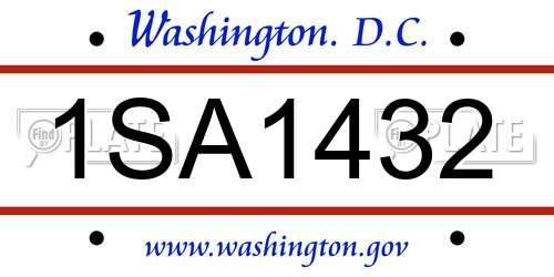 1SA1432 District Of Columbia License Plate