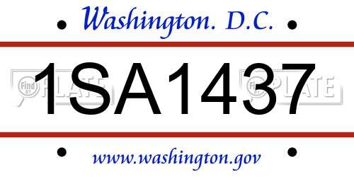 1SA1437 District Of Columbia License Plate