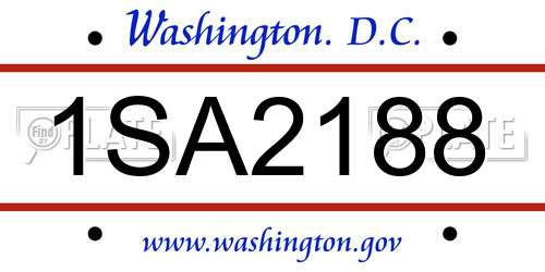 1SA2188 District Of Columbia License Plate