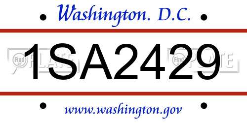 1SA2429 District Of Columbia License Plate