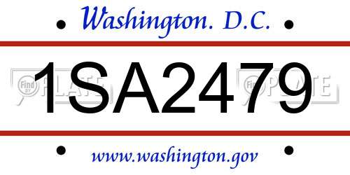 1SA2479 District Of Columbia License Plate