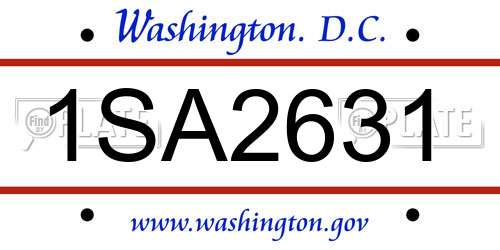 1SA2631 District Of Columbia License Plate