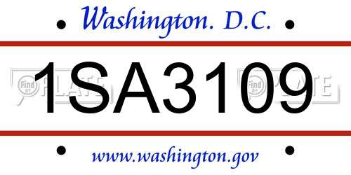 1SA3109 District Of Columbia License Plate