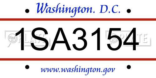 1SA3154 District Of Columbia License Plate