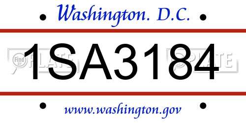 1SA3184 District Of Columbia License Plate