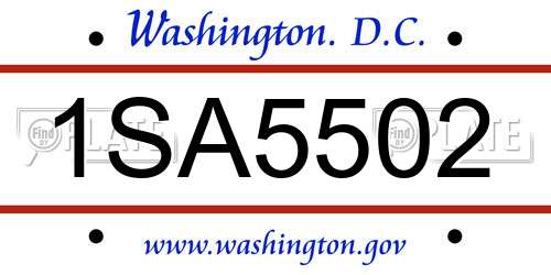 1SA5502 District Of Columbia License Plate