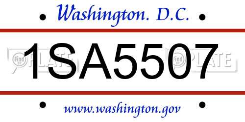 1SA5507 District Of Columbia License Plate