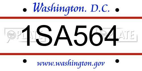1SA564 District Of Columbia License Plate