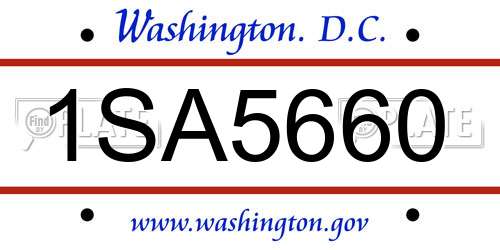1SA5660 District Of Columbia License Plate