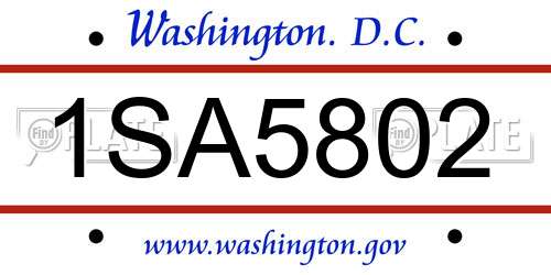 1SA5802 District Of Columbia License Plate