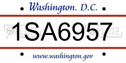 1SA6957 District Of Columbia License Plate