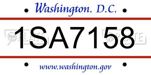 1SA7158 District Of Columbia License Plate