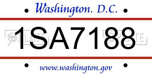 1SA7188 District Of Columbia License Plate