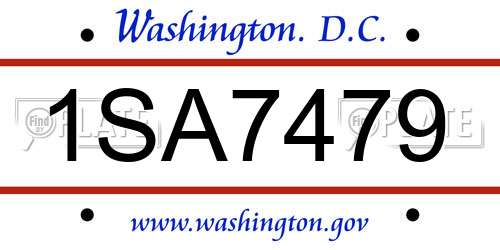 1SA7479 District Of Columbia License Plate
