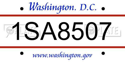 1SA8507 District Of Columbia License Plate