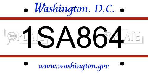 1SA864 District Of Columbia License Plate