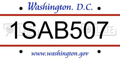 1SAB507 District Of Columbia License Plate