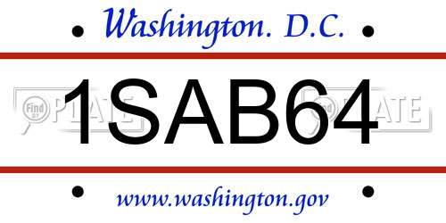 1SAB64 District Of Columbia License Plate