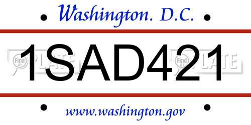 1SAD421 District Of Columbia License Plate