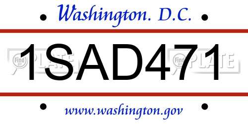 1SAD471 District Of Columbia License Plate
