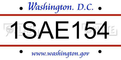 1SAE154 District Of Columbia License Plate