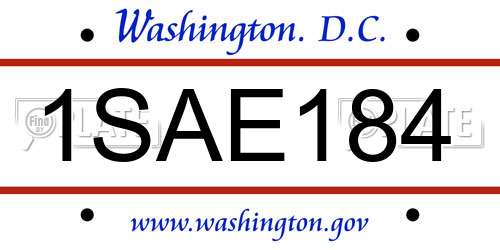 1SAE184 District Of Columbia License Plate