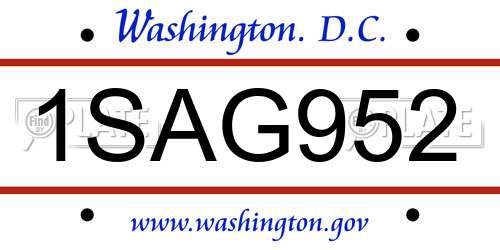 1SAG952 District Of Columbia License Plate